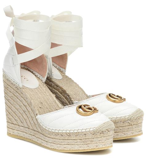 gucci leather espadrille sandal white|Gucci platform espadrille sandals.